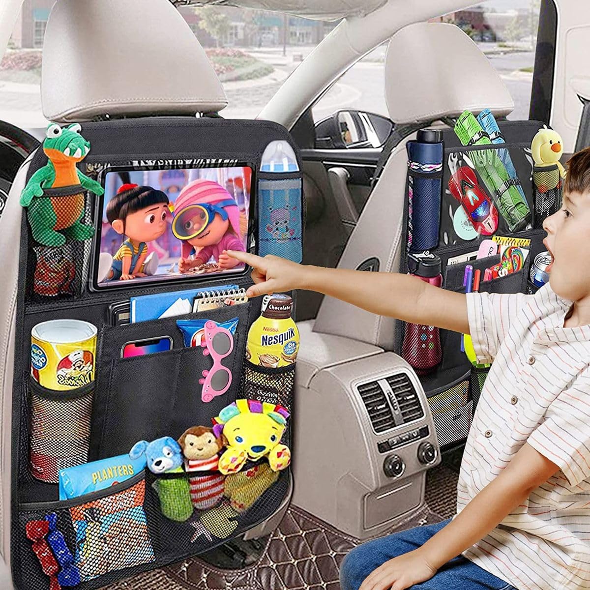 Oneyus Car Seat Organiser, Car Organiser Large Car Organiser Back Seat For Kids Ultifunctional - View #4