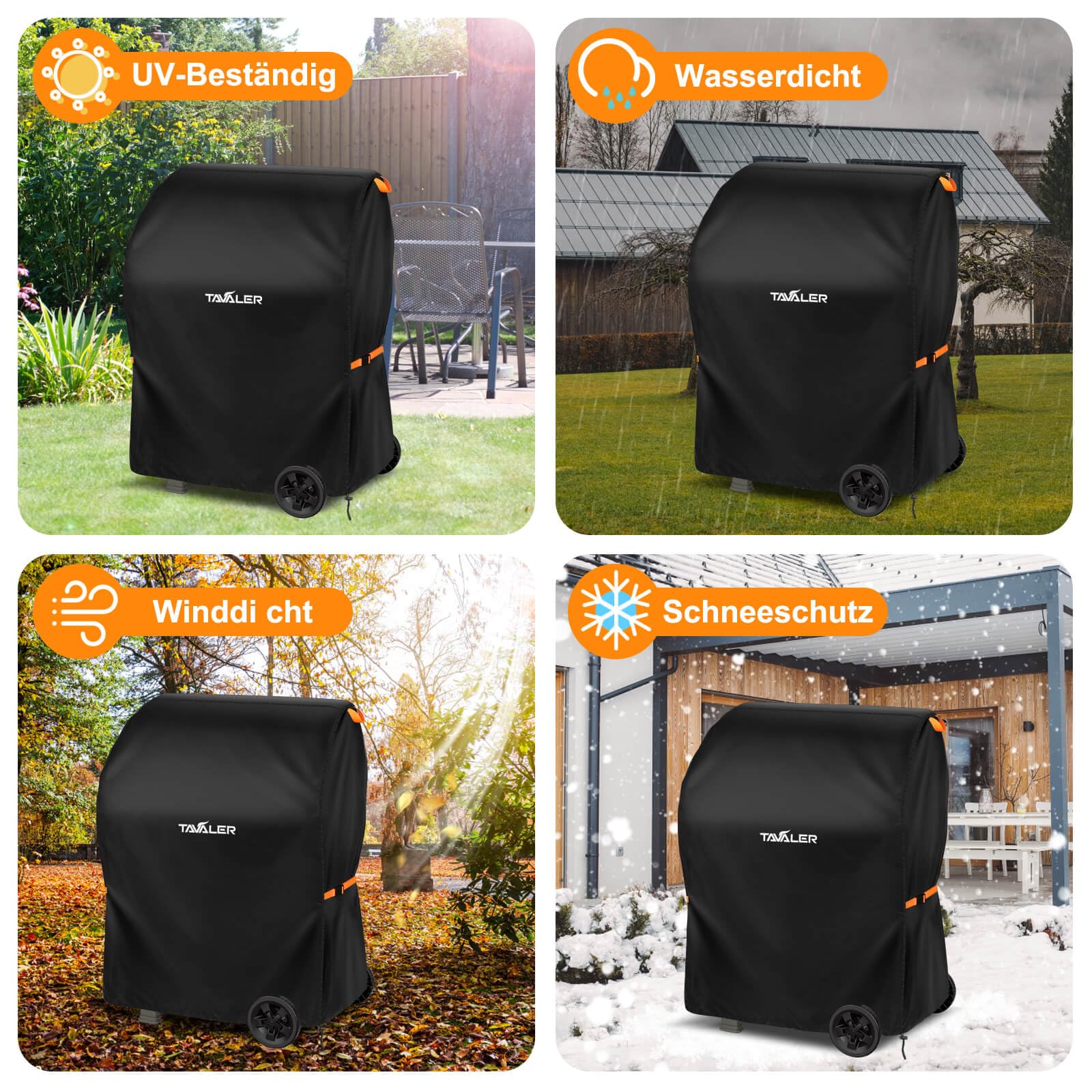 Tavaler Cubierta para barbacoa resistente a la intemperie, 90 x 70 x 110 cm, cubierta de tela Oxford 420D, cubierta para barbacoa de gas, funda protectora para Weber, Enders, Char Broil Serie