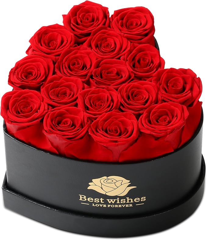 Red Roses in Heart-Shaped Box
