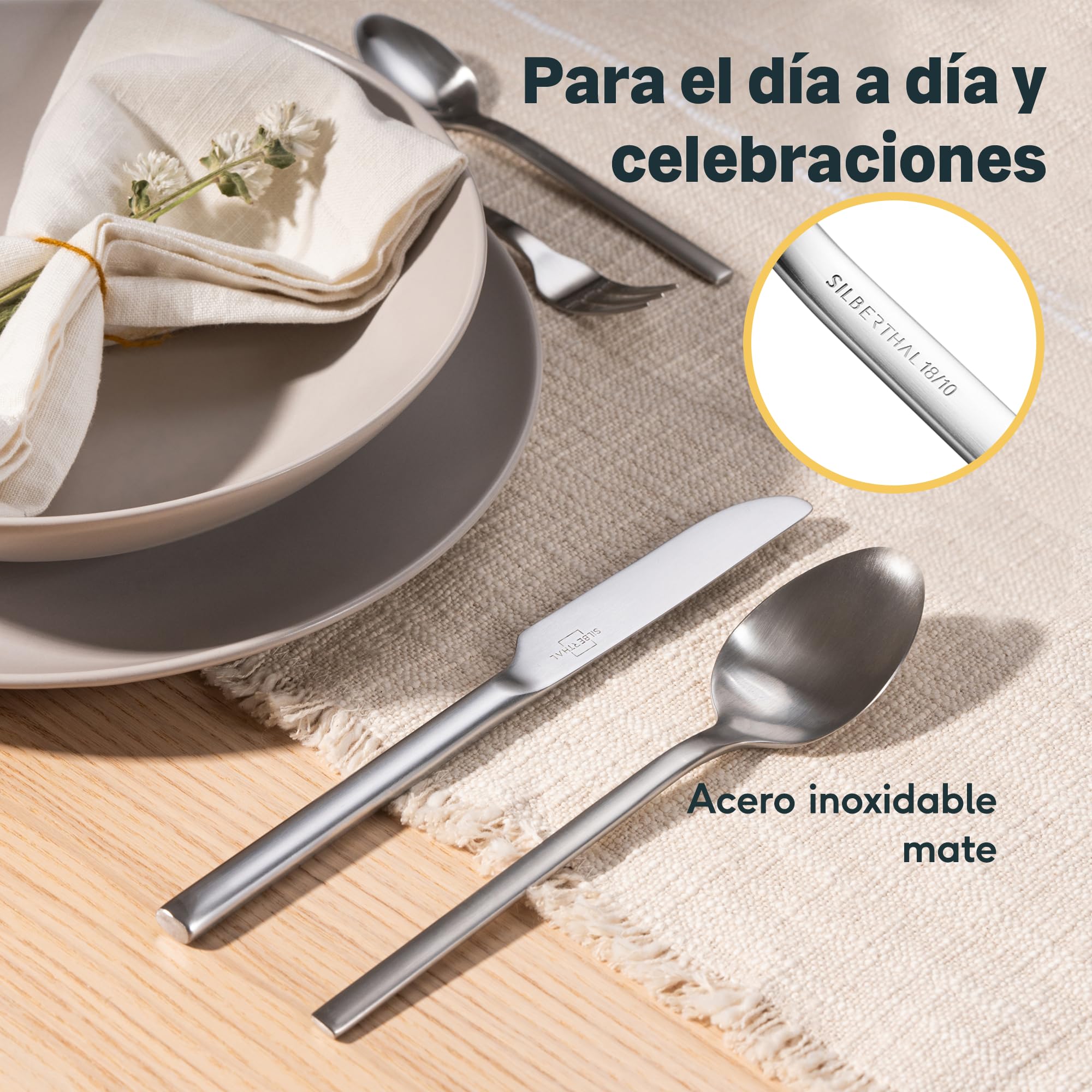SILBERTHAL Set de cubiertos para 6 personas - Cubertería acero inoxidable 30 piezas