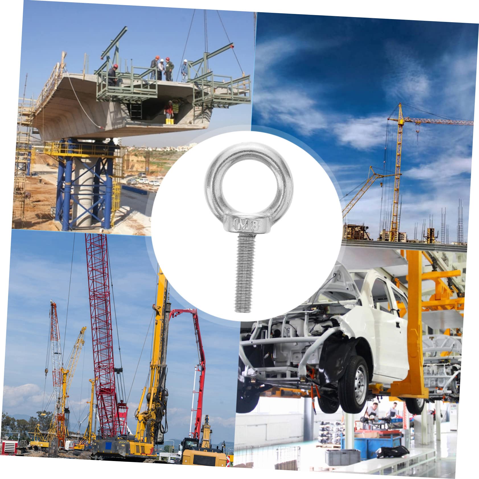 STOBAZA 5pcs Stainless Steel Lifting Eye Bolt Eye Screws for Heavy Lifting and Rigging Applications High Strength Easy to Install Reliable