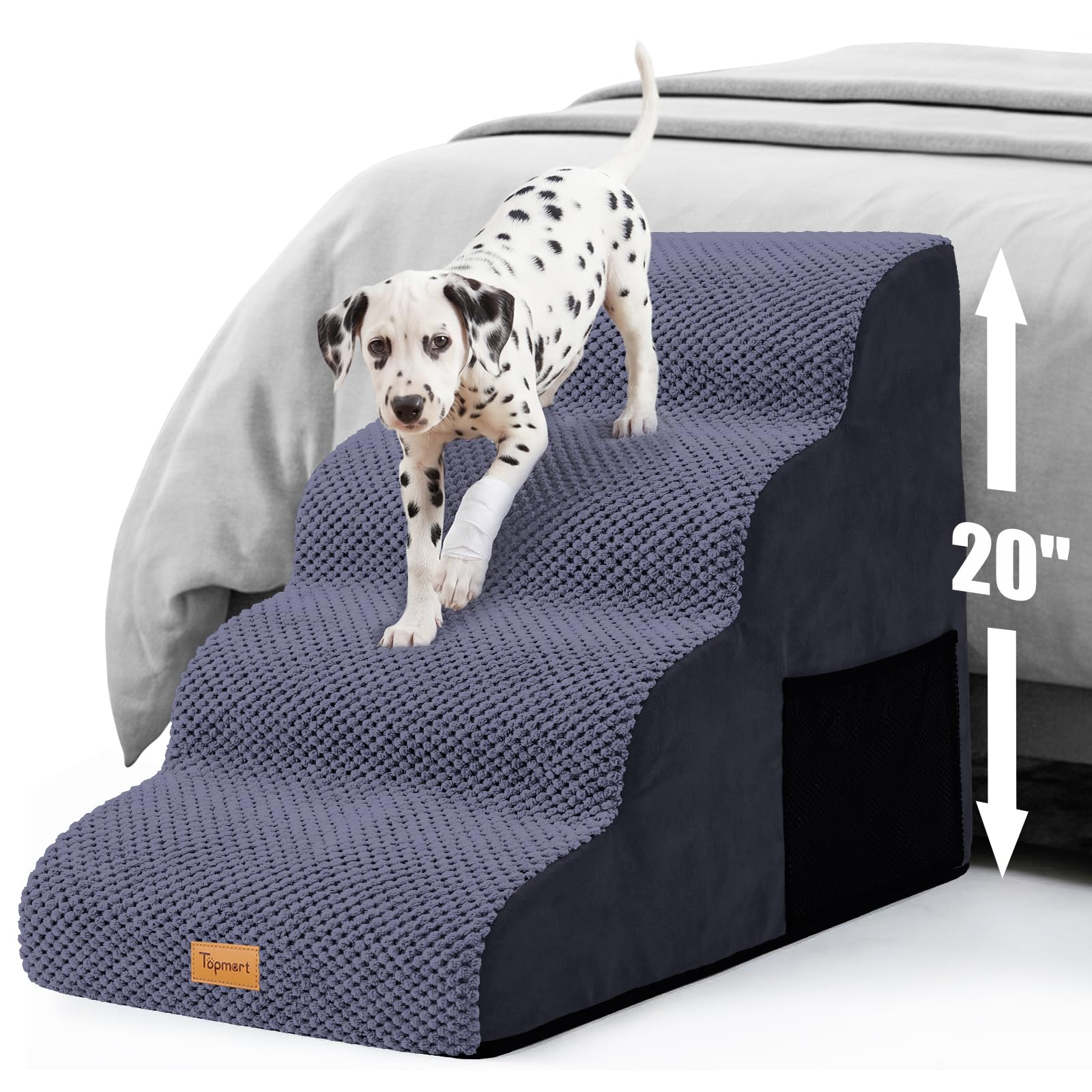 Topmart High Density Foam Dog Steps 4 Tiers, Extra Wide Deep Pet Steps