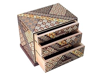 寄木細工 三段引き出し 箱根寄木細工 小寄木 三段引き出し 小物入れ - メルカリ