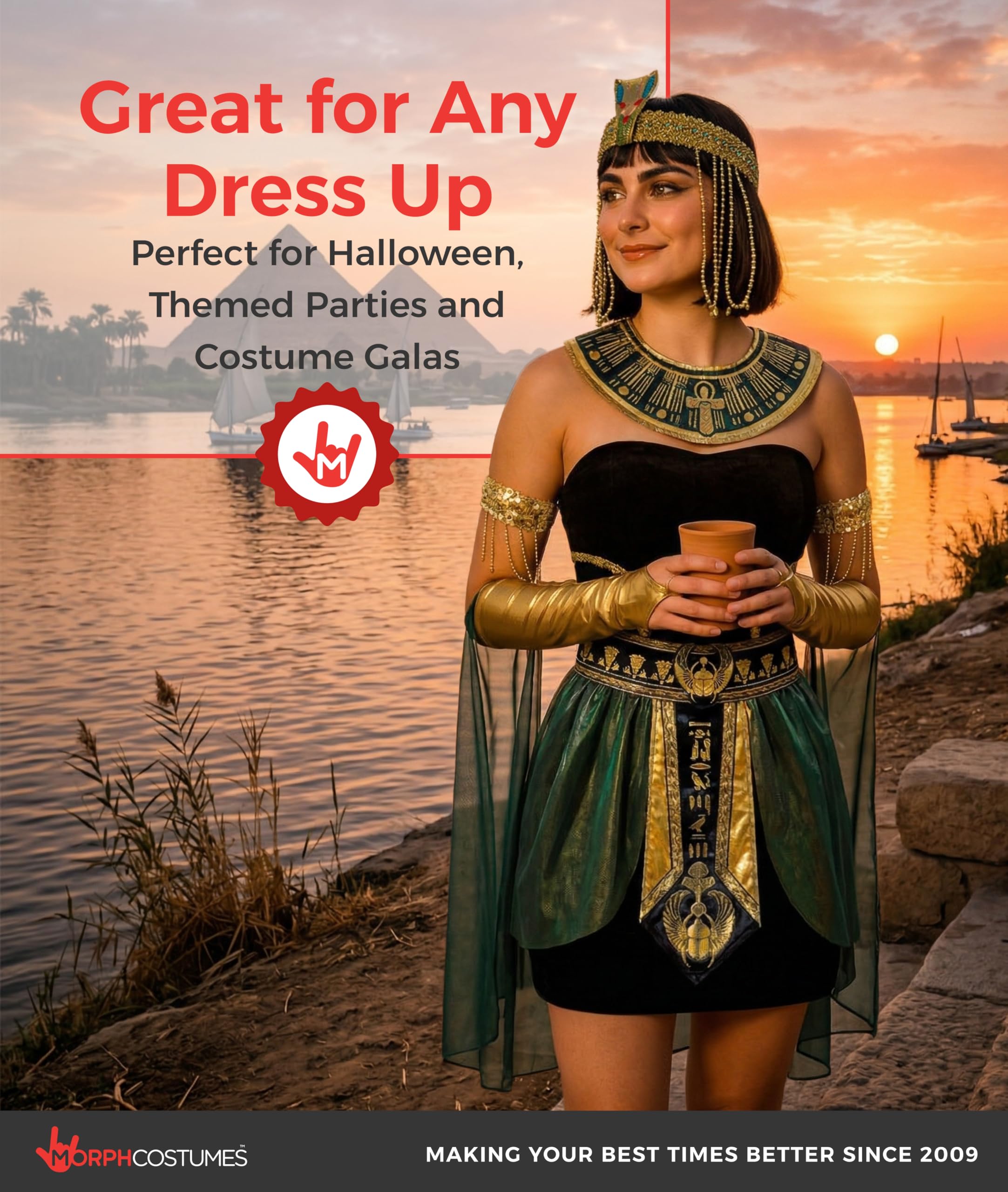 Morph Deguisement Reine Egyptienne Femme, Costume Egyptien Halloween
