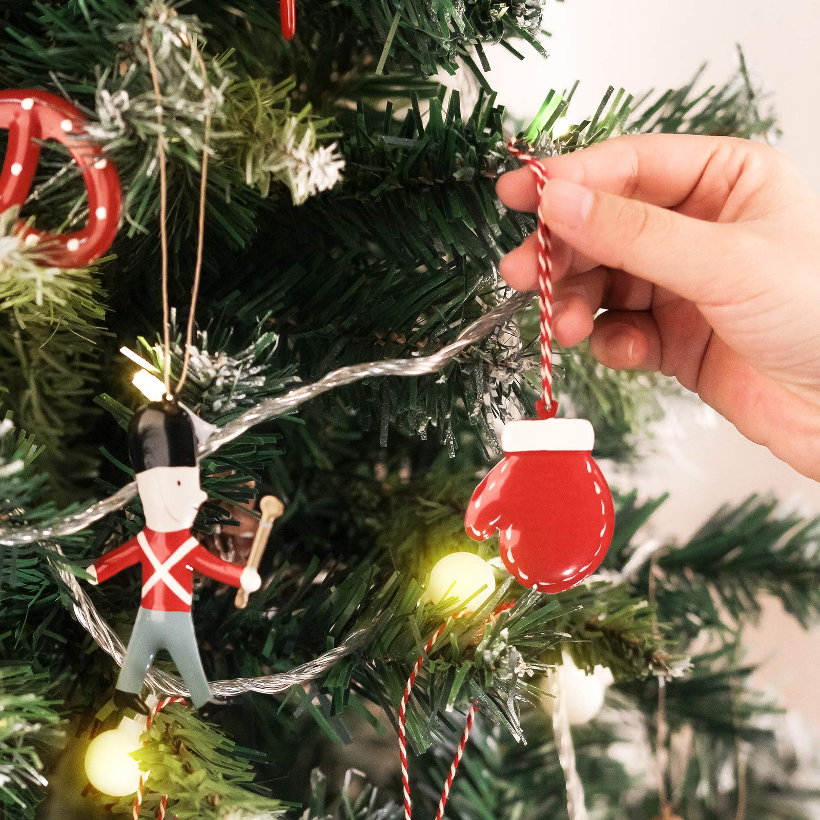 Lot de 12 décorations de Noël en métal double face peintes à la main pour porte murale à suspendre avec étiquettes cadeaux pour fêtes à thème, fêtes à thème, décoration intérieure