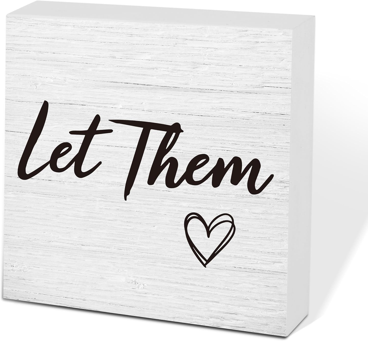 Let Them Wooden Sign, Office Decorations for Work, Let Them Mental Health Rustic Wood Box Signs 5×5 Inch, Desk Shelf Tabletop Decor for Home Cubicle Decor, Office Gifts for Coworkers Women