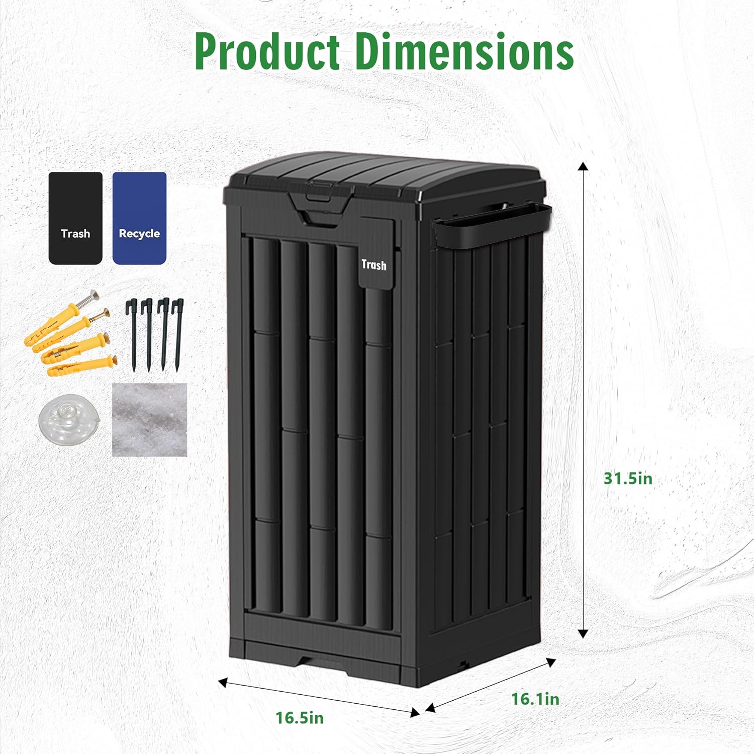 Outdoor Trash Can, 30 Gallon Garbage Can with Tiered Lid and Drip Tray, Waterproof Resin Waste Bin for Patio, Garden, Backyard, Deck, Black