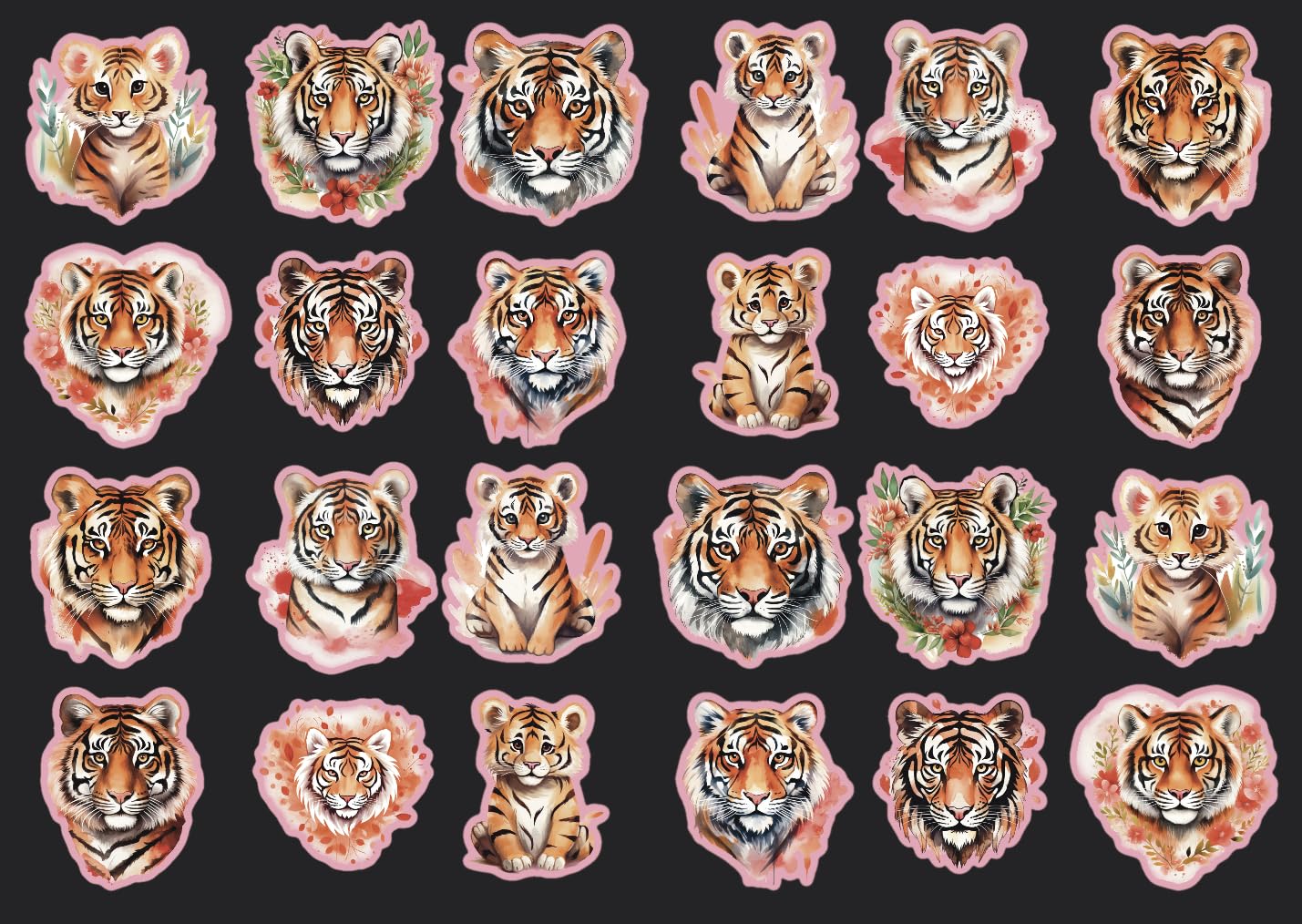 Amazon.com: Tiger Stickers. Set of 24 Stickers, Valentine Stickers