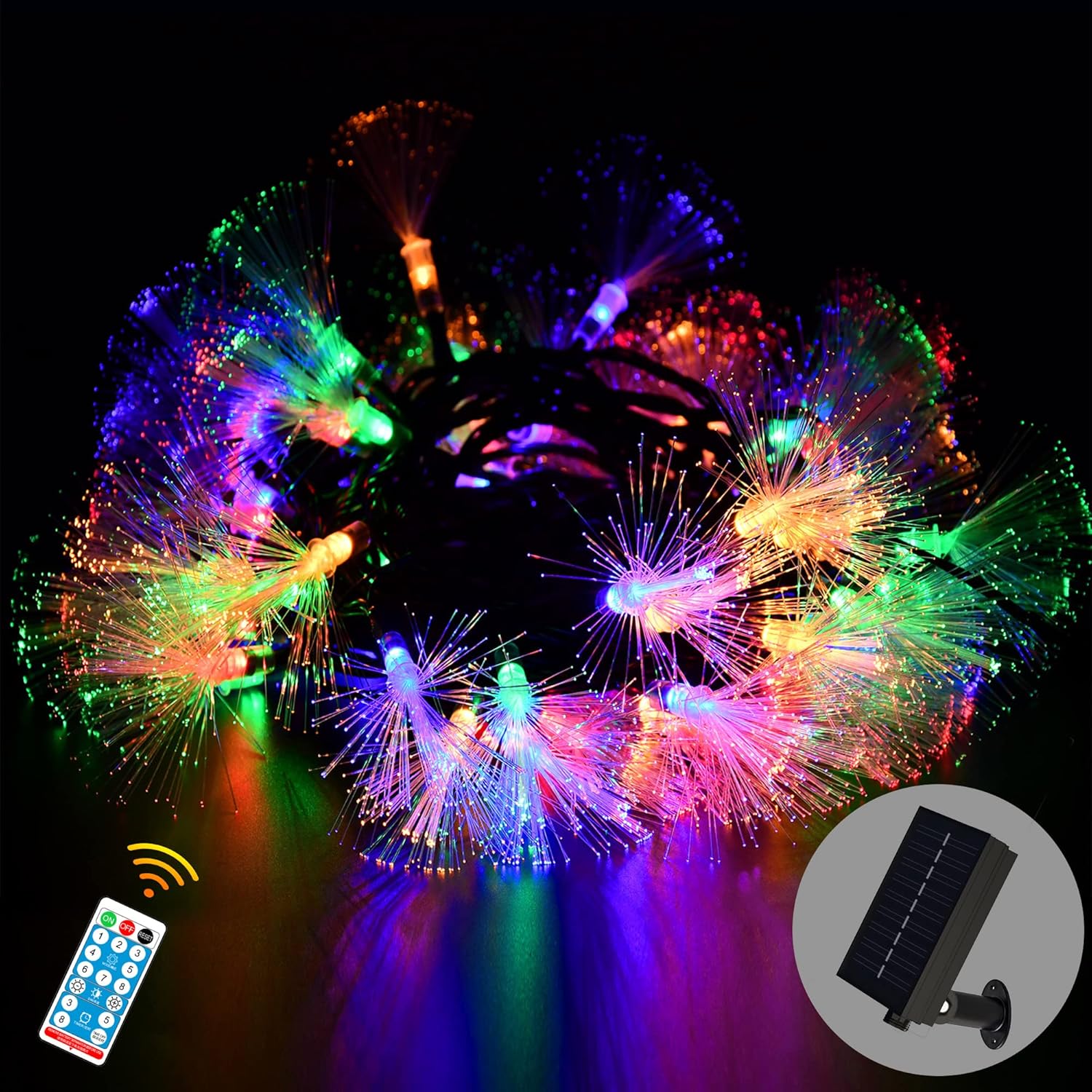 Fiber Optic Solar Lights Outdoor Waterproof 33FT 60 LED Starburst