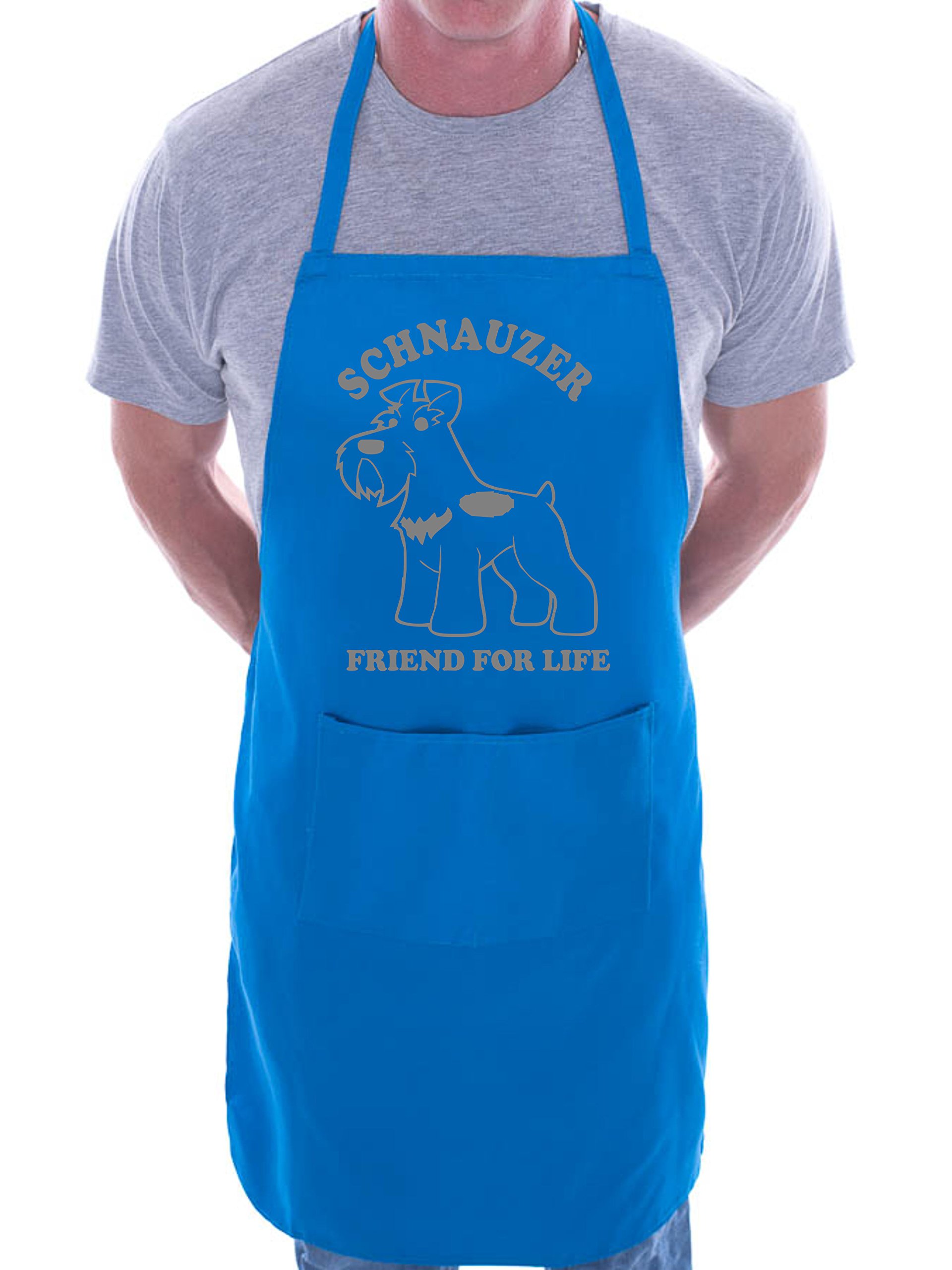 Print4u Men's Blue Schnauzer Dog Lovers Gift Bbq Cooking Funny Novelty Apron
