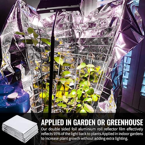 Miniatura 5 de Paquete de 26 láminas de Mylar reflectantes plateadas, hojas de aluminio para cubrir invernaderos de jardín, hojas de película Mylar de 83 x 52