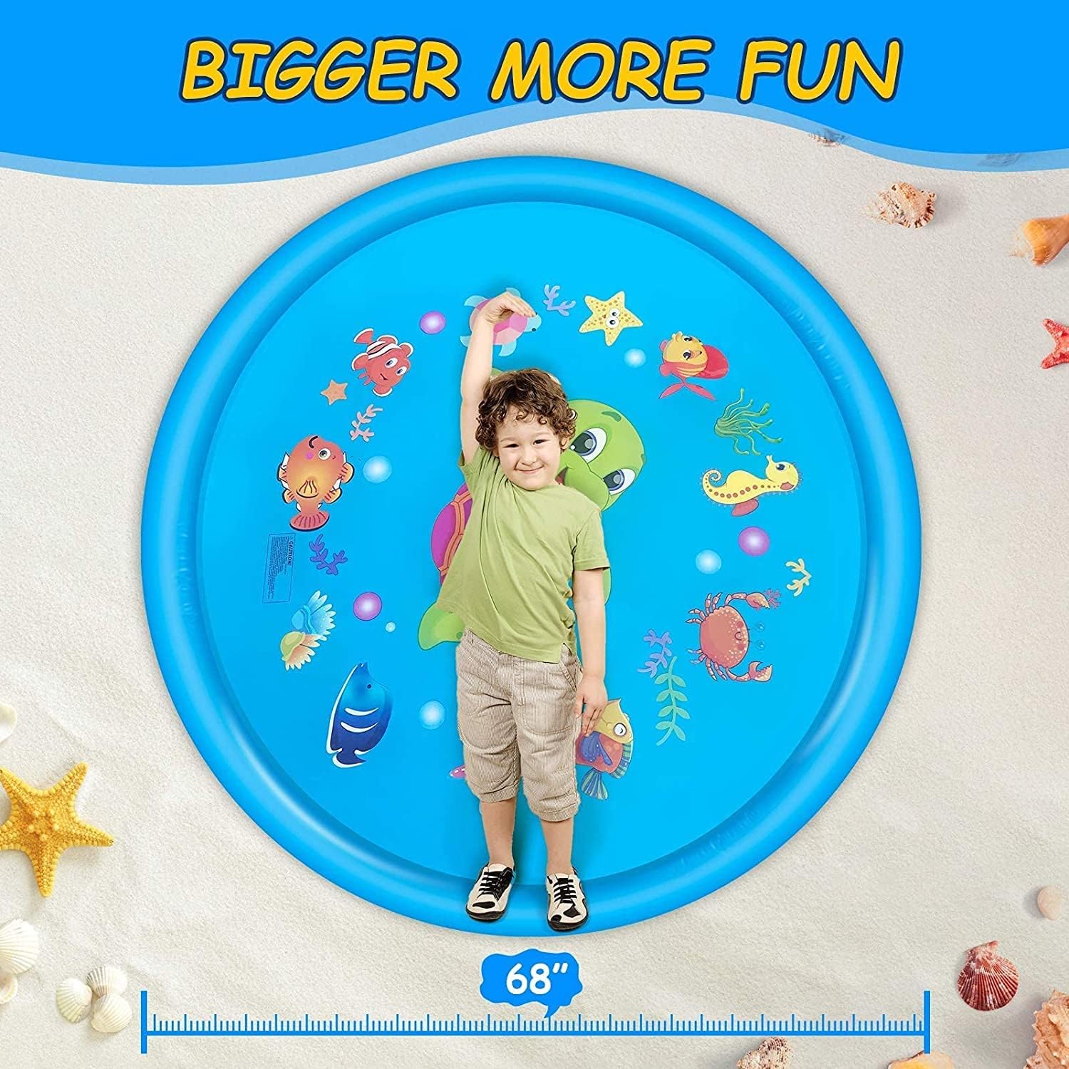 WENGTY Non-Slip Splash Pad for Kids and Dog, Thicken Sprinkler Pool Summer Outdoor Water Toys - Fun Backyard Fountain Play Mat for Baby Girls Boys Children or Pet Dog 2