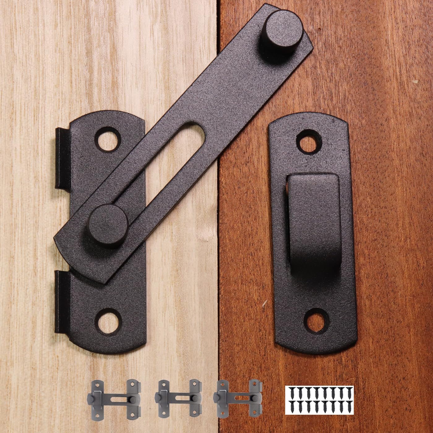 Pocket Door Lock 4-Pack Matte Black Barn Es - Stainless Steel Sliding Gate Locks (3.93\" X 2.75\") Door Latch