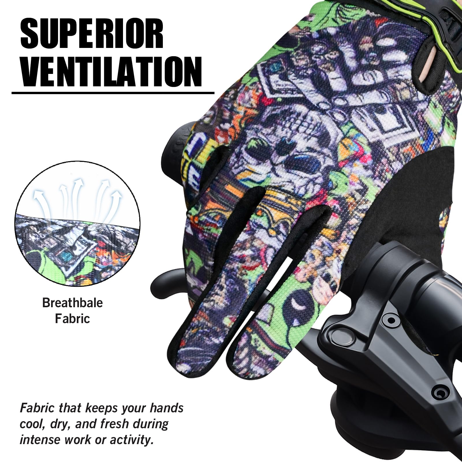WFX Motorbike Gloves for Men & Women, Cycling Gloves Breathable Touchscreen Dirt Bike Racing Gloves for ATV, MTB, BMX & Motocross Riding Racing, Bicycle — view 2