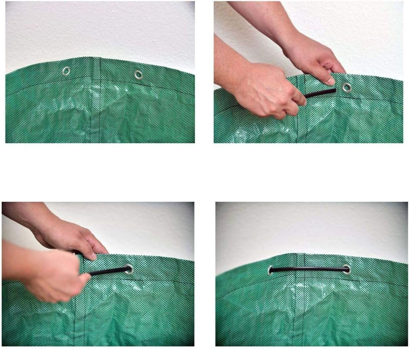 Sacco per rifiuti da giardino, 4 pezzi, 272 l, altezza 76 cm, diametro 67 cm, in tessuto di polipropilene antistrappo, con anello di rinforzo e 4 manici, colore: Verde