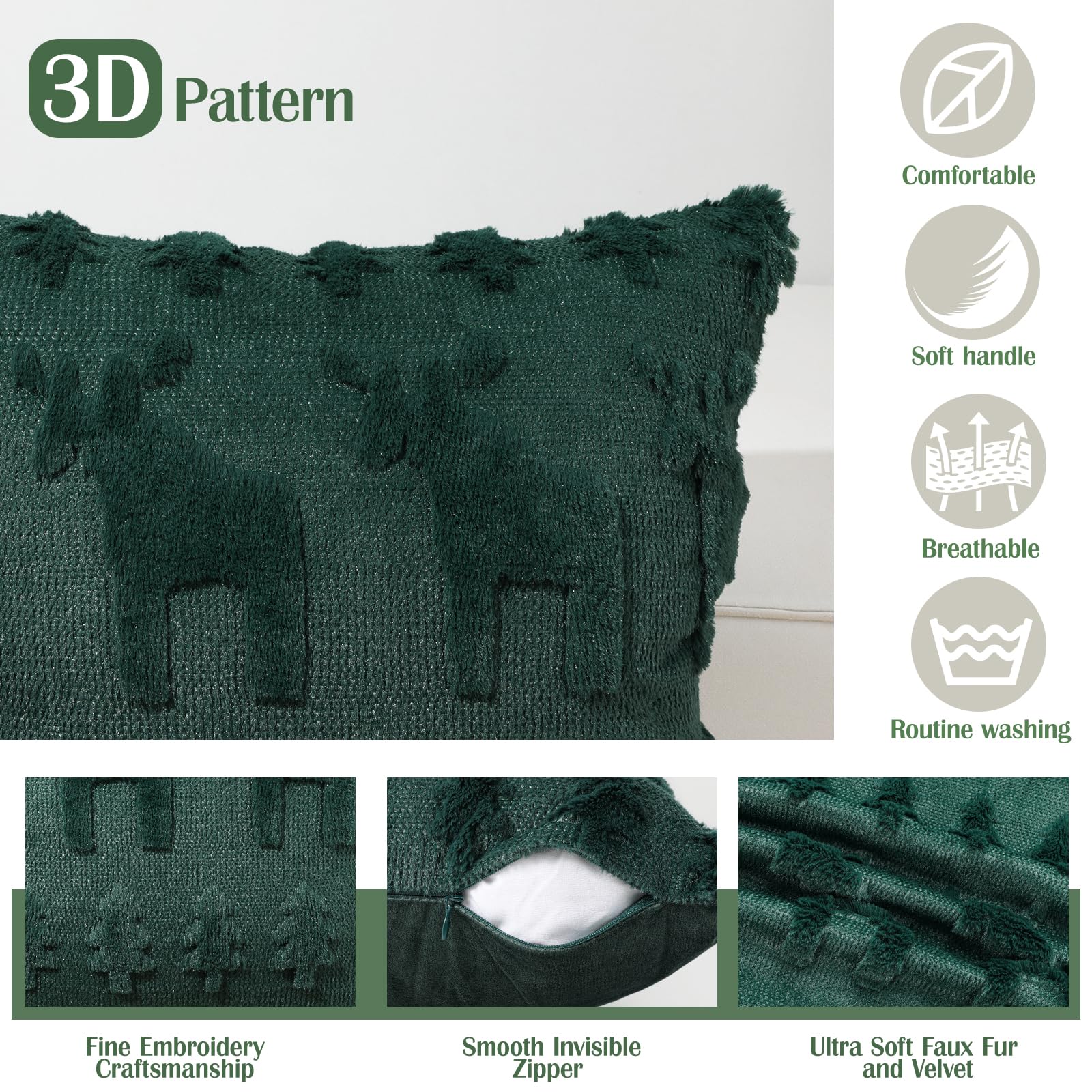 Lewondr Christmas Throw Pillow Cover 18x18 - Image 4
