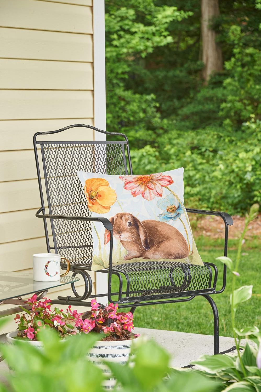 C&F Home Floppy Ear Easter Bunny Indoor/Outdoor Accent Throw Pillow 18" x 18" Spring Springtime Home Living Room Sofa Couch Chair Porch Sunroom Patio Terrace 100% Polyester Decor Decoration 18" x 18"