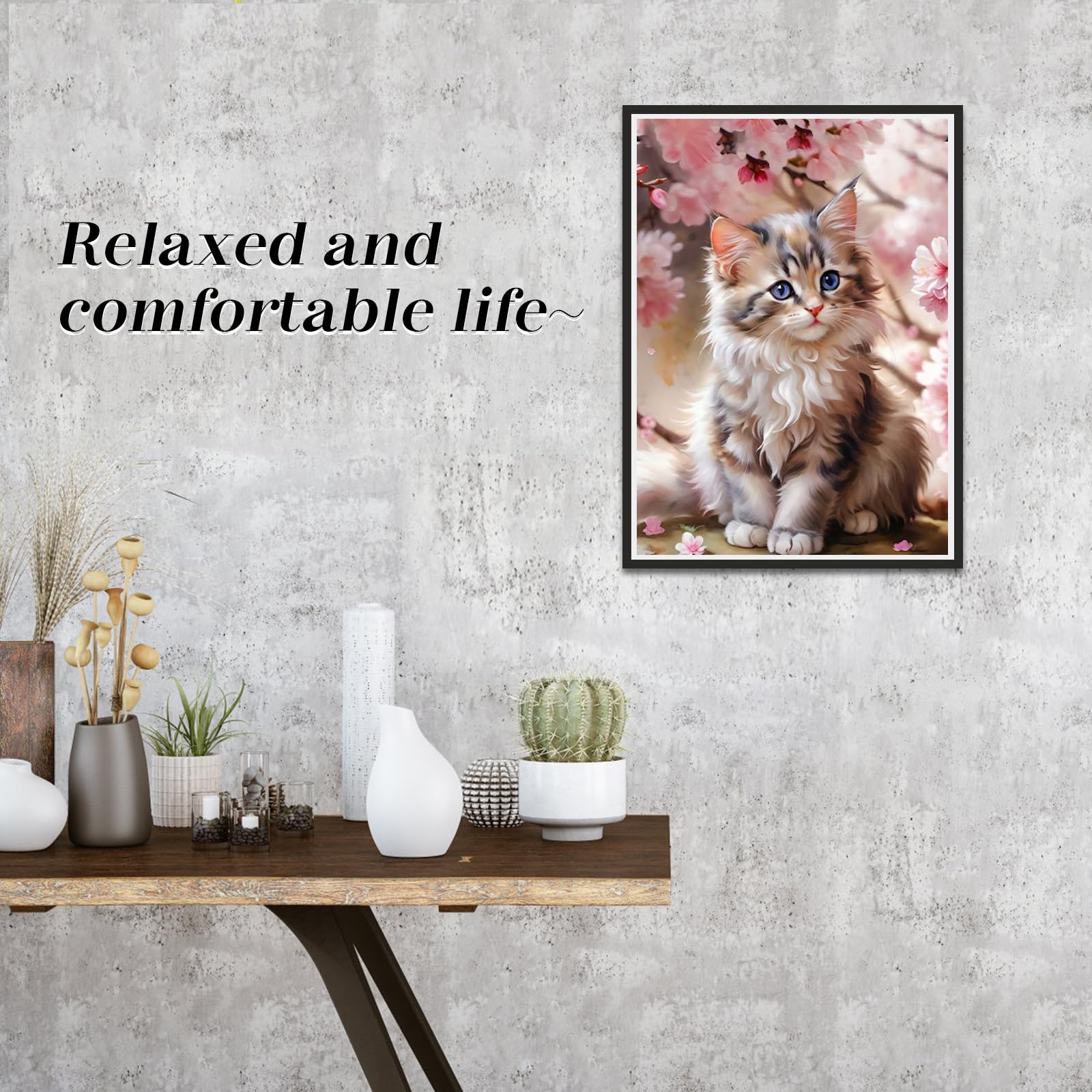 Kit Diamond Painting Gatto 30x40cm - Pittura Diamante 5D Con Fiori - Per Adulti E Principianti