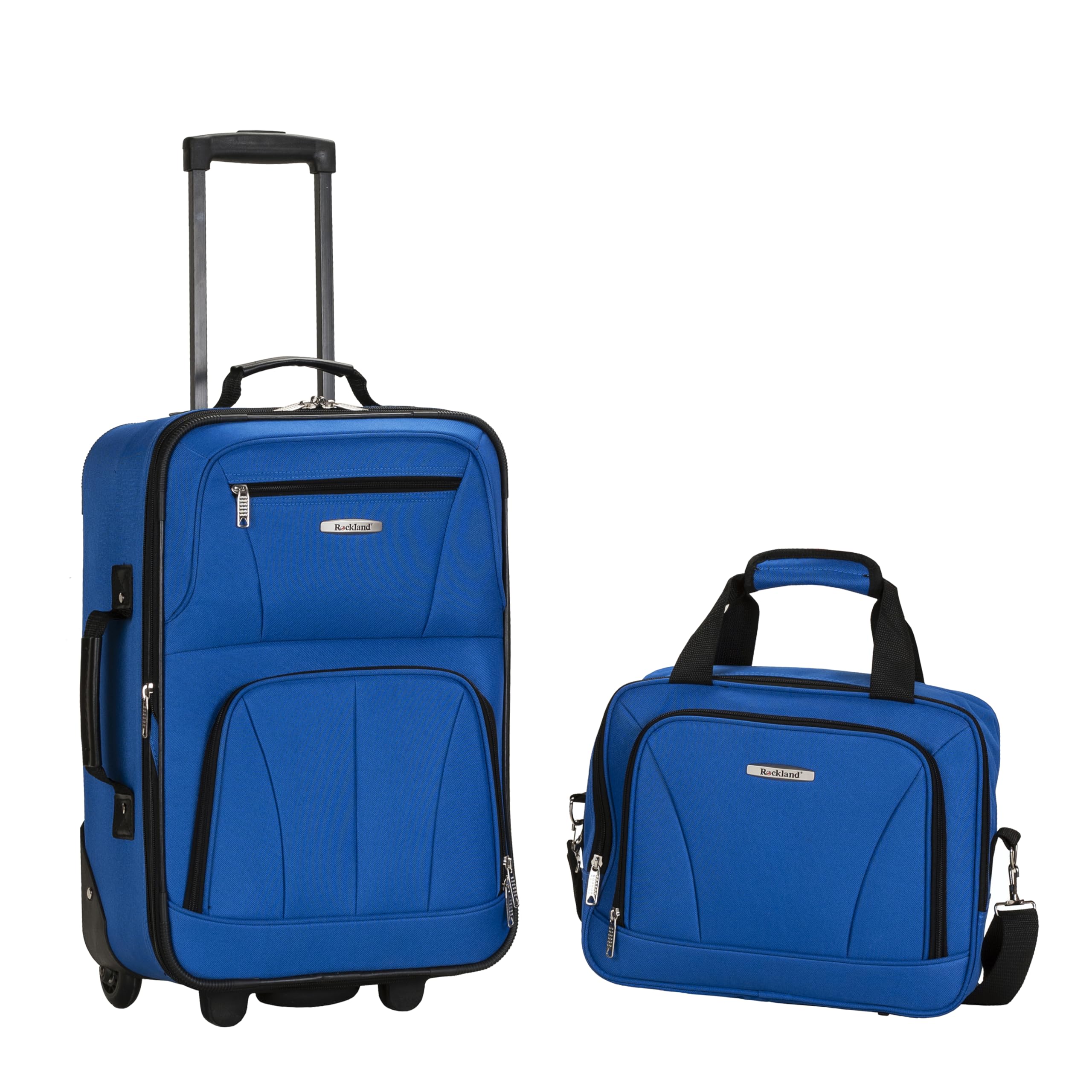 Fashion Softside Upright Luggage Set,Expandable, Blue, 2-Piece (14/19)