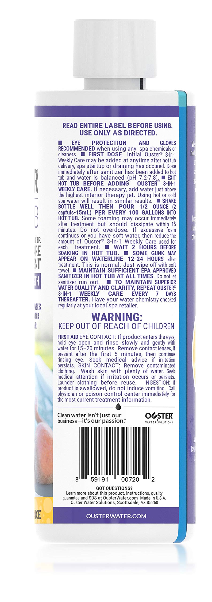 Buy Bio Ouster Hot Tub Cleaner 3in1 Weekly Care for Portable Hot