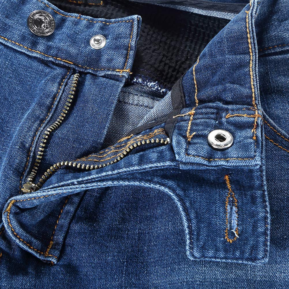 Pantaloni da moto, per uomo, Jeans in denim per motociclismo con armatura e 4 ginocchiere