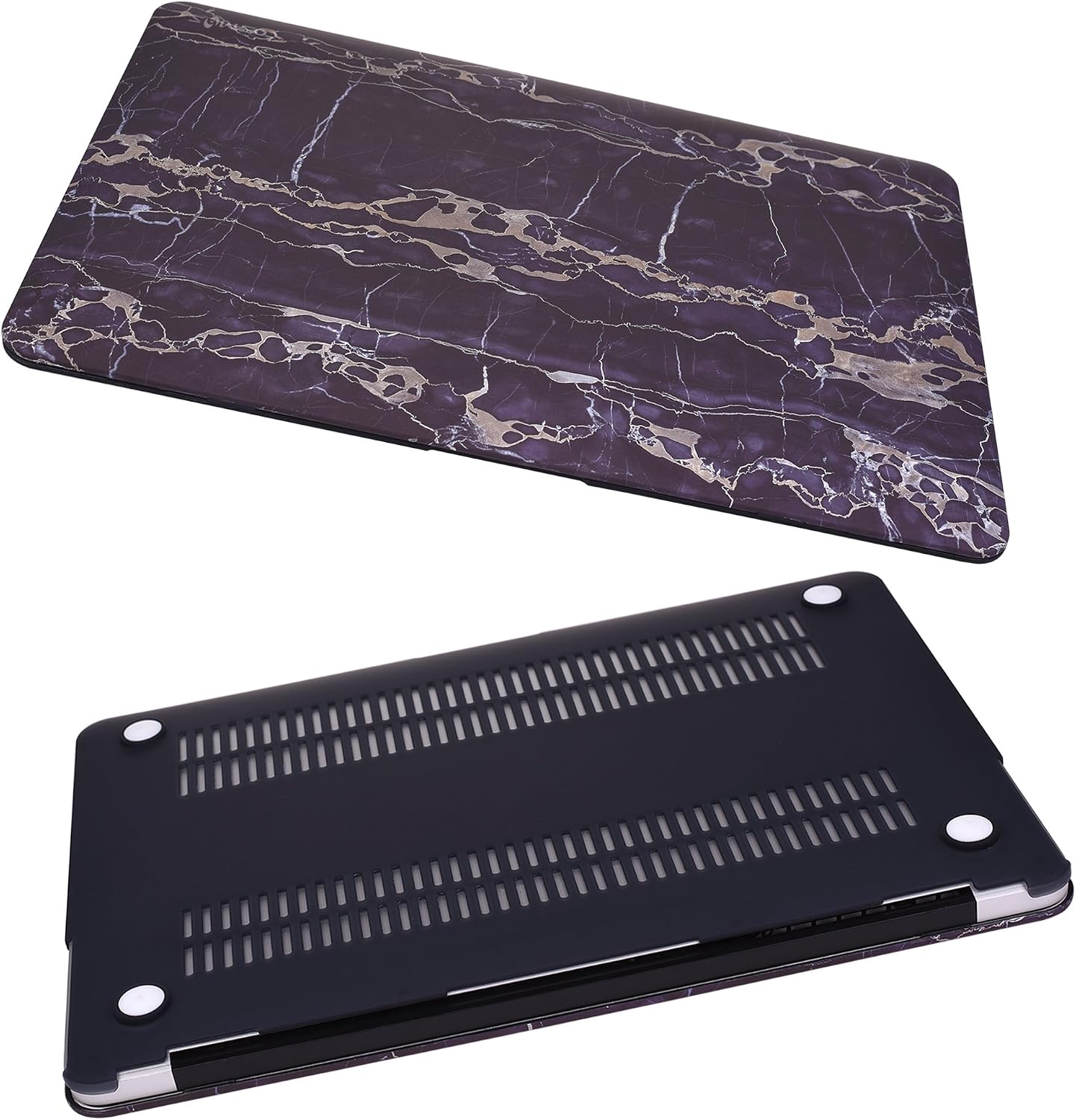 Cosmos ® Rubberized Plastic Hard Shell Cover Case for MacBook Air 13-Inch (Model: A1369 / A1466), Dark Purple Marble Pattern