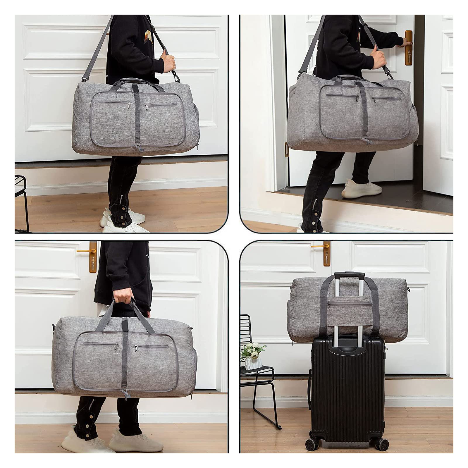 CORIOS Reisetaschen Duffle Bag für Herren/Damen 85L Faltbare Sporttasche Fitnesstasche Schwimmtasche Handgepäck mit Schuhfach Kabinenreisetasche Weekender Übernachtung Tasche Trainingstasche Rosa