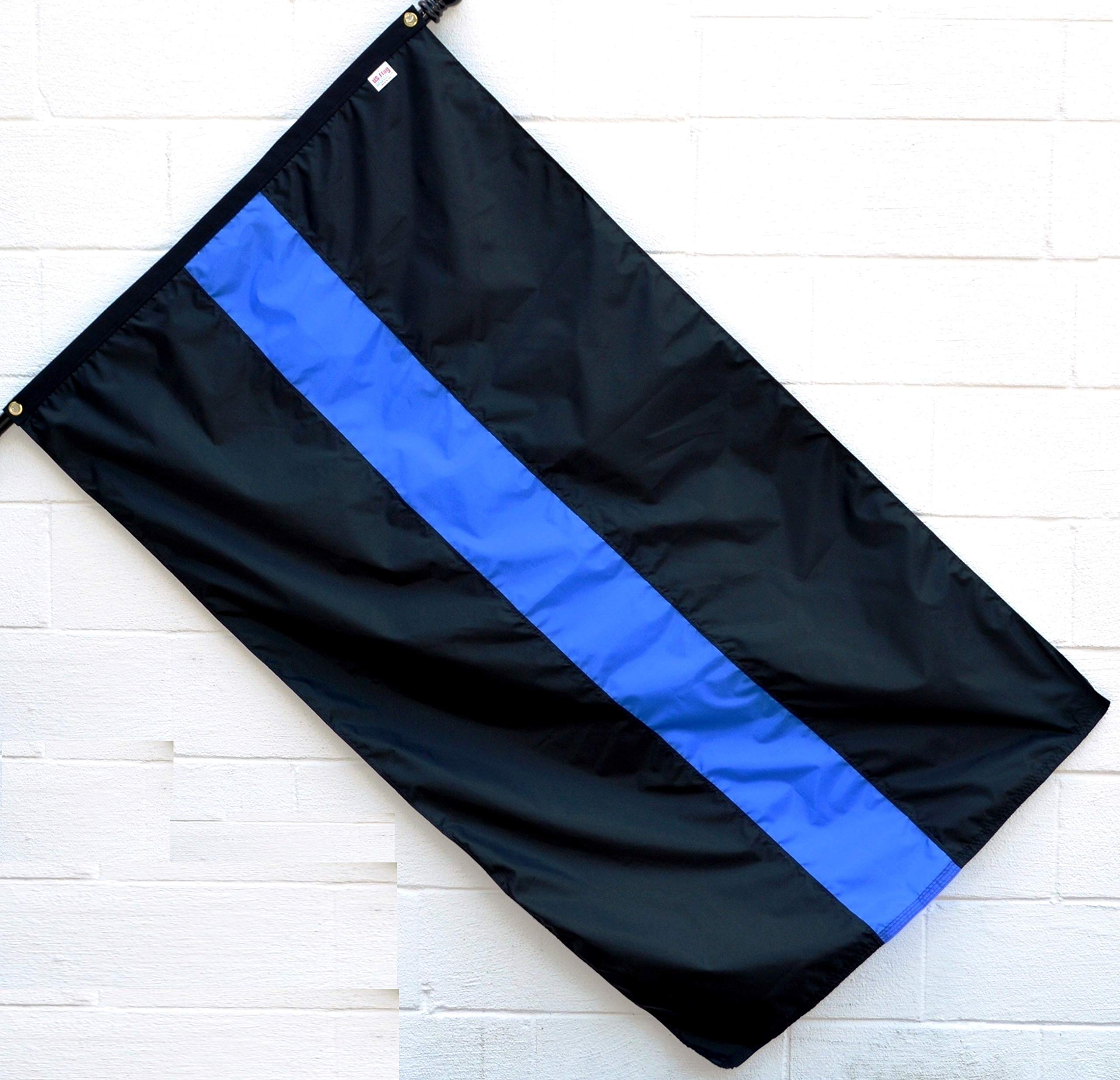 US Flag Factory - Thin Blue Line Flag (Sewn Stripes) for Police Officers - Blue Lives Matter Flag - Outdoor SolarMax Nylon - 100% Made in America (12x18 Inch (Grommets))