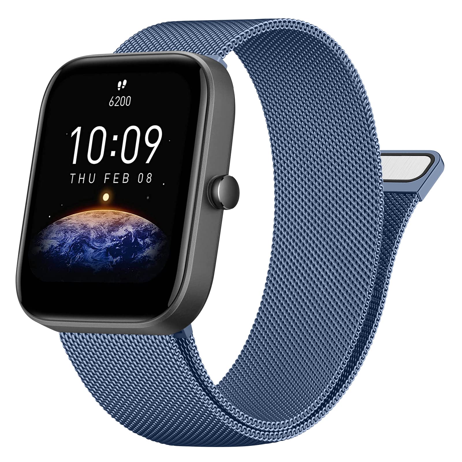 Oumida Metal Bands Compatible with Amazfit Bip 3 / Bip 3 Pro/Bip U Pro/Bip/Bip Lite/Bip S/Bip S lite/Bip U, 20mm Quick Release Stainless Steel Band for Amazfit GTS Series Smart Watch (Navy Blue)