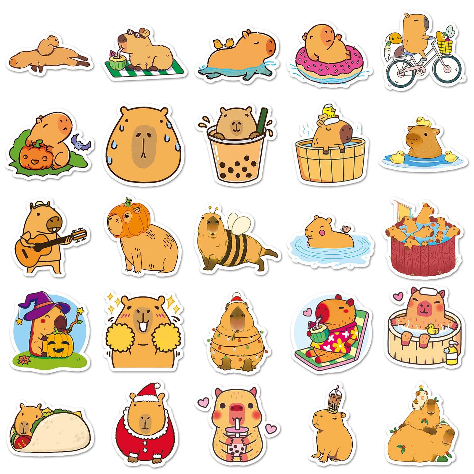 500 Adesivi Capybara In Vinile Impermeabile | Simpatici Gadget Per Bambini E Adolescenti, Multicolore E Riutilizzabili