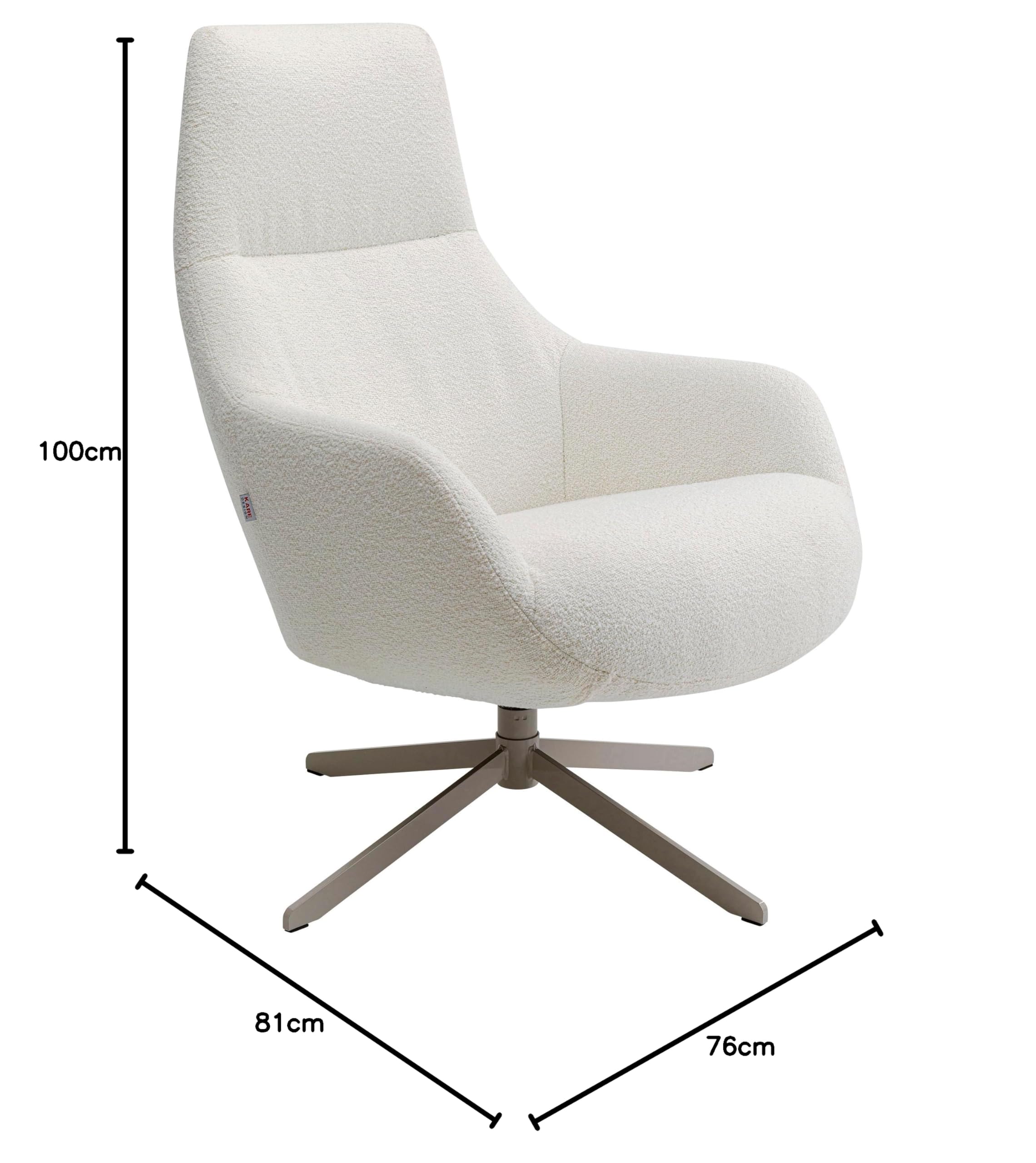 Kare Design Drehsessel Mimi, Creme, Sessel, Polstersessel, Drehbar, Wohnzimmer, Schlafzimmer, Büro, 100x76x81 cm