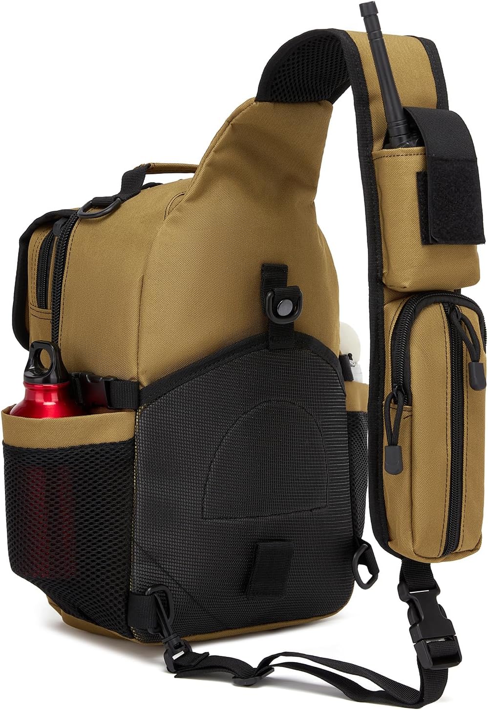 Tactical Sling Crossbody Bag Holster Shoulder Backpack 15L Water Bottle Holder Radio Pouch 6 Elastic Slots for Men Women Hiking Hunting Shooting
