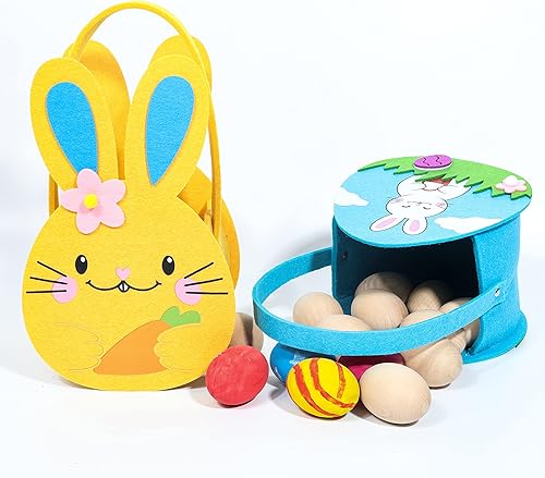 Miniatura 6 de JOYIN 3 cestas de Pascua, cestas de conejo de Pascua para niños, caza de huevos de Pascua, recuerdos de fiesta de Pascua, cubo de caza de huevos de