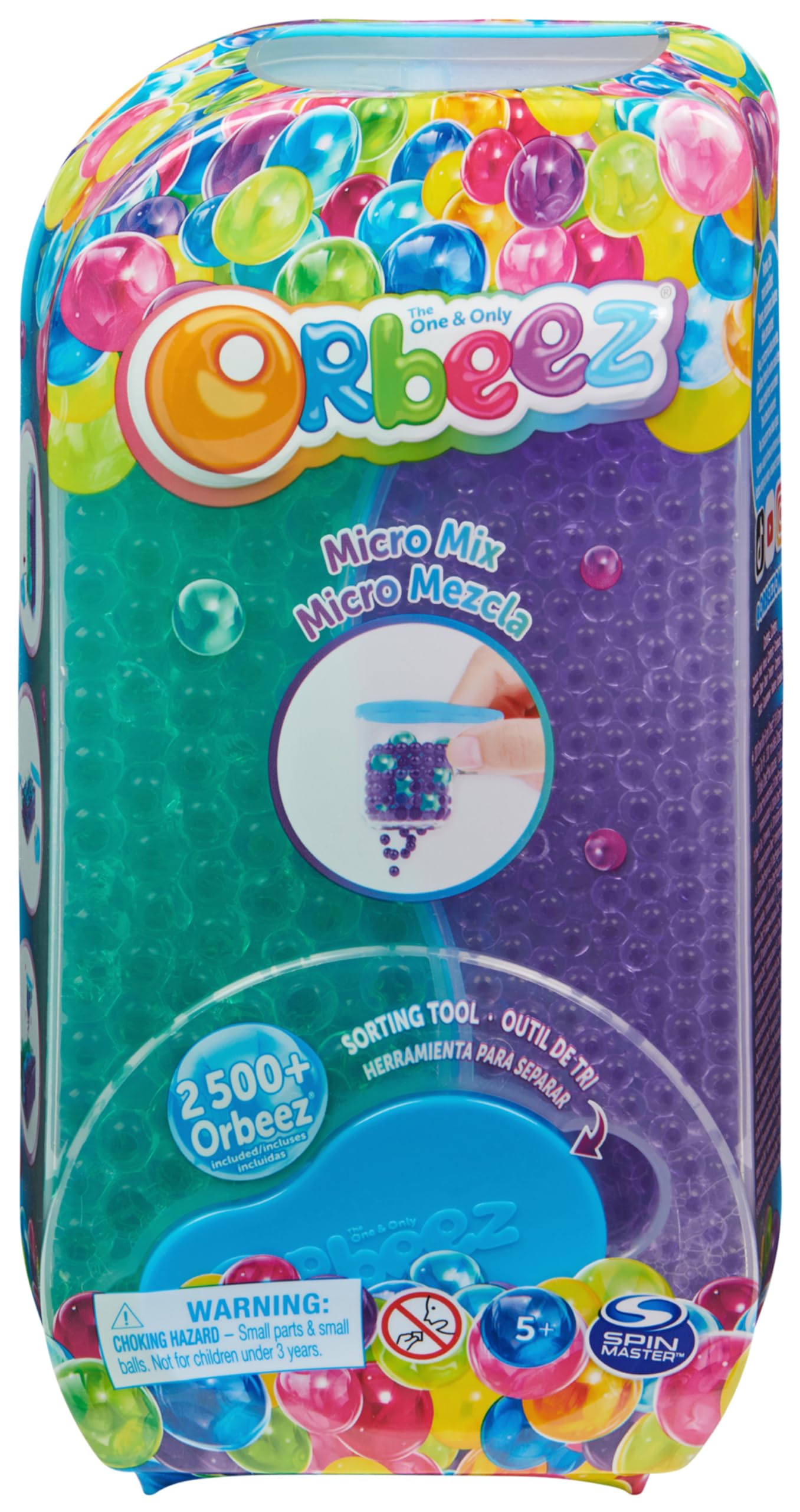 Orbeez, One and Only Micro Mix, Over 2000 Micro Purple Age 5+ and 500 Regular Teal Water Beads, Sorting Tool, Sensory Toys for Kids Ages 5 and Up