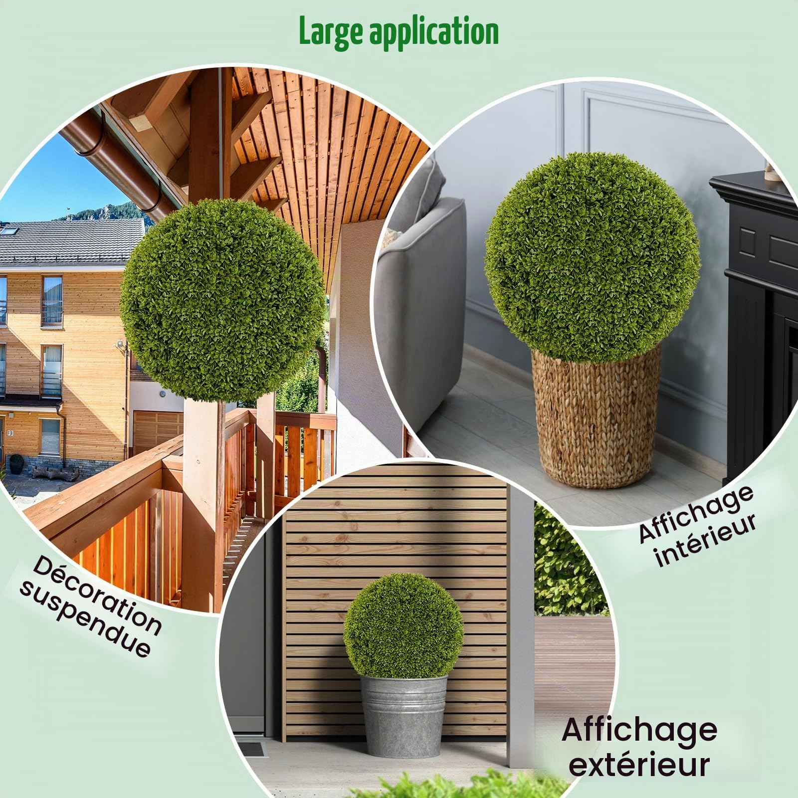 GIANTEX Lot de 2 Boules Décoratives de Plante Artificielle, Plantes Sphériques de 39/50 cm, avec Feuilles Simulées Résistantes au Soleil, Plantes Décoratives pour Balcon, Patio, Maison, Mariage (39 cm