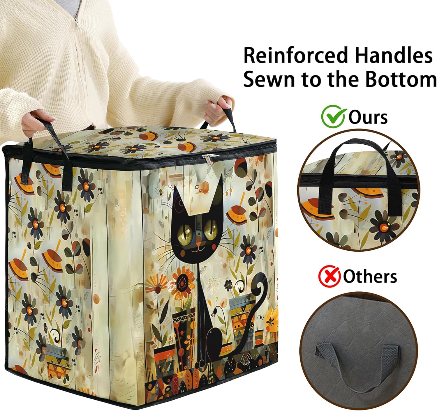 king comforter storage bag,clothes,blanket,bedding,pillow quilt organizer for closet,fabric moving bags with portable handles and zipper 95L(2pack) - Image 4