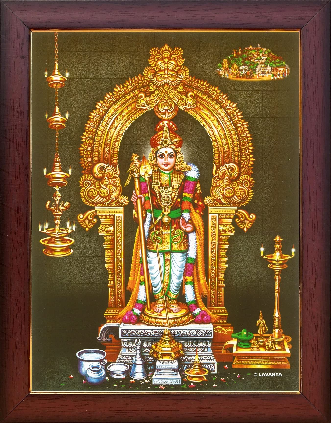 Garuda Photos - Subramanya Swamy Photo/Raja Alangaram Murugan/Subramanian Swamy/Thiruchendur Murugan/Murugar Photo Frame/Palani Murugan/Murugan raja alangaram (Small (with Stand))