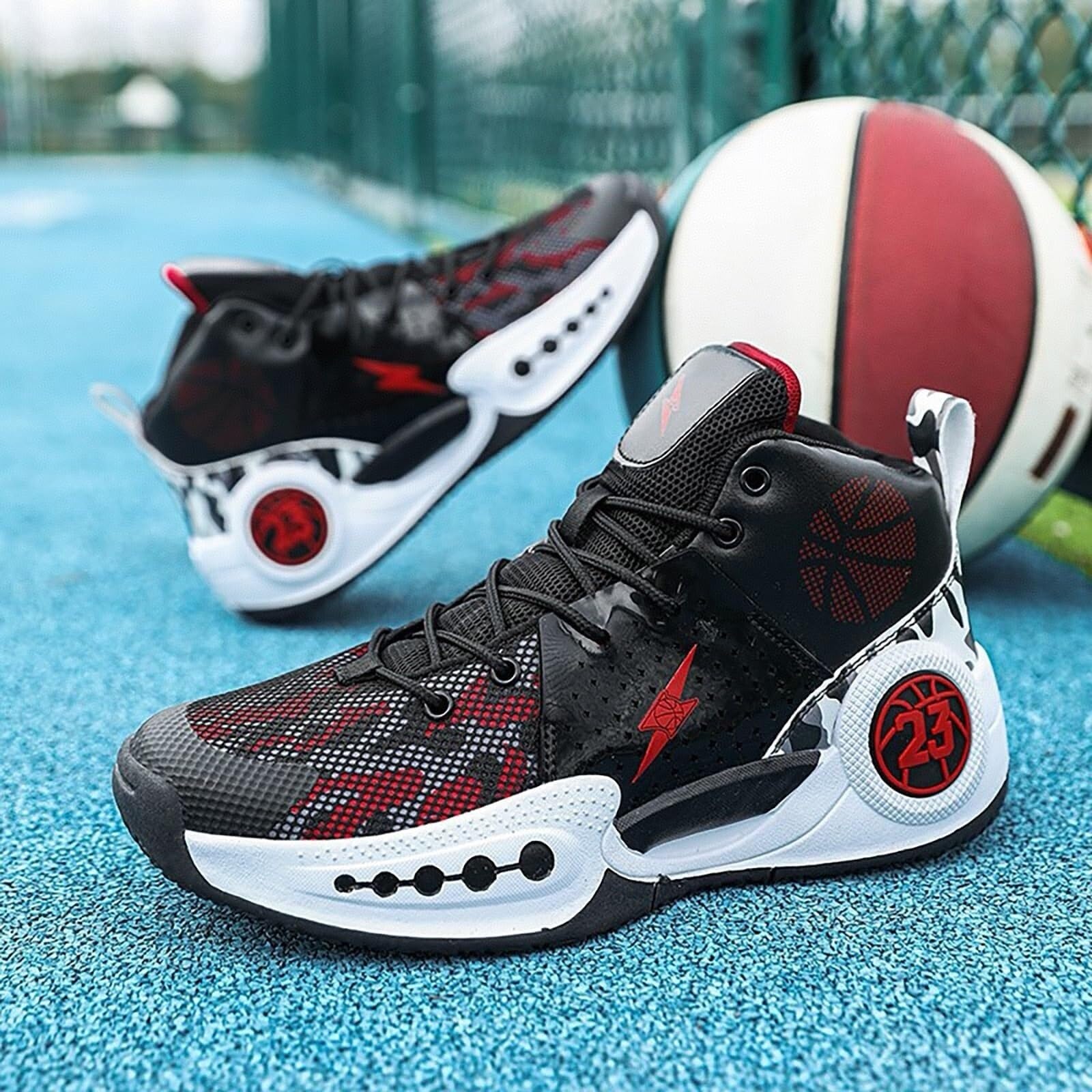 Genérico Zapatillas de Baloncesto for Hombre Transpirables, Antideslizantes, Resistentes al Desgaste, con Agarre y Rebote, Botas Entrenamiento for Deportes Aire Libre Zapatos para Caminar