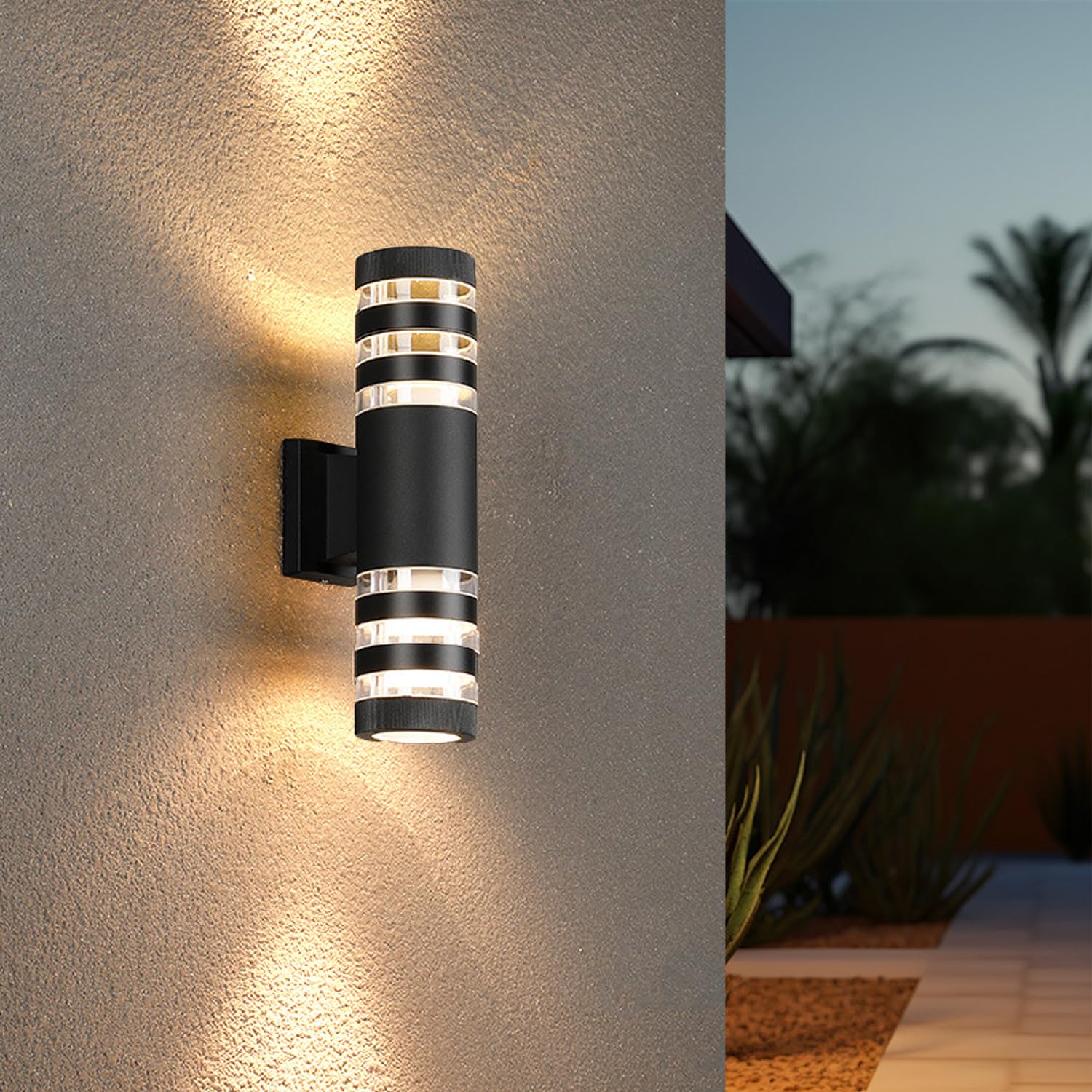 LED-Wandleuchten, zylinderförmig, 18 W, moderne Außenwandleuchte, 4000 K, weißes Aluminiumgehäuse, wasserdicht, IP65, LED-Außenleuchte, Wandhalterung für Haus, Terrasse, Garage, Garten, 38,1 cm, 4