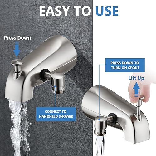 Miniatura 46 de PROOX Boquilla de bañera de metal con desviador negro mate, boquilla desviadora para ducha de mano