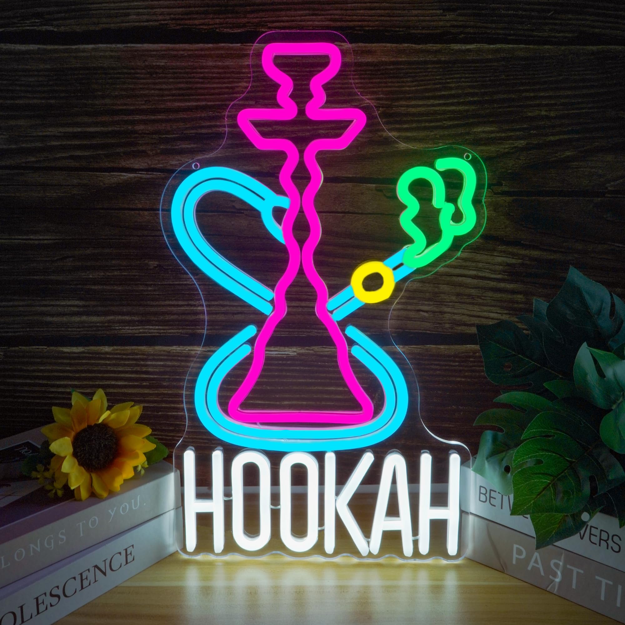 Hookah Neon Sign Nargile Lounge Sign Colorful LED Light for Shisha Bars and Lounges Decor Dimable USB Neon