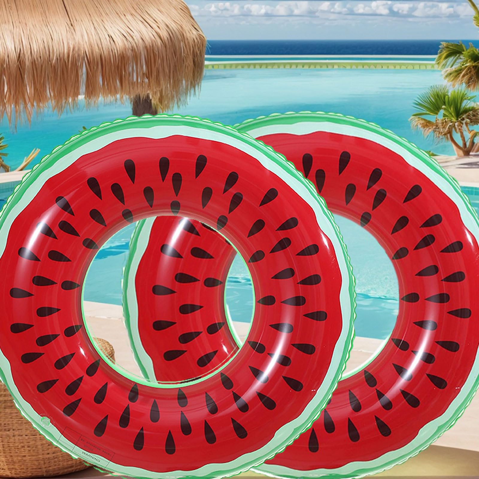 GWAWG 2pcs Galleggiante Piscina Anguria Cerchio Gonfiabile Divertente Nuoto con Disegno Realistico di Frutta Giocattolo Decorativo del Partito Piscina Spiaggia di Estate