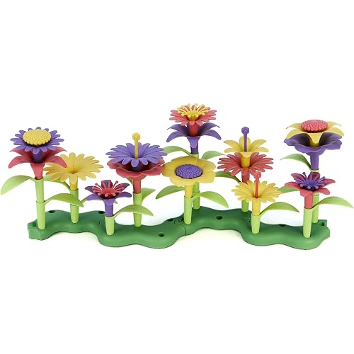 Green Toys Build-a-Bouquet, 4C - 44 Piece Pretend Play, Motor Skills, Building and Stacking Kids Toy Set. No BPA, phthatates, PVC. Dishwasher Safe, Recycled Plastic, Made in USA.