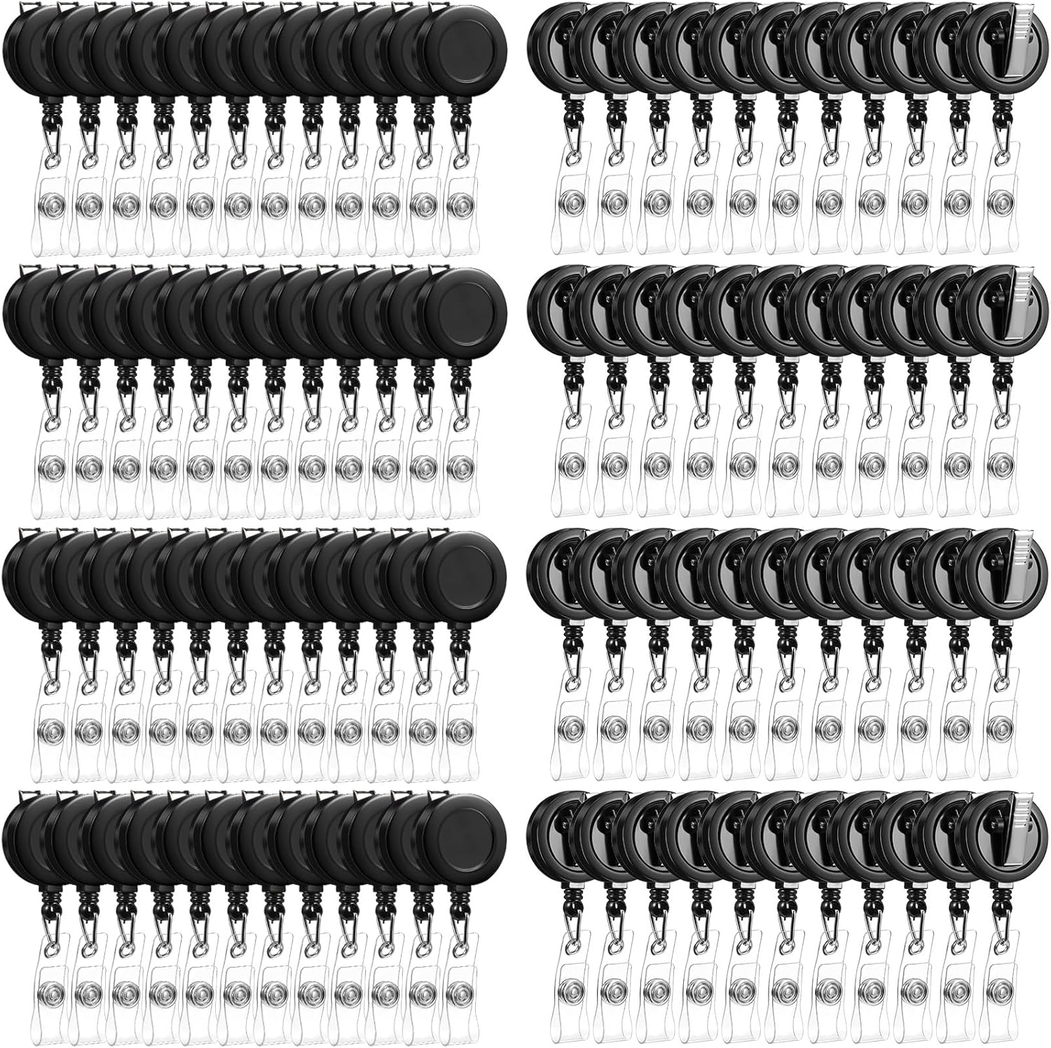 Mimorou 300 Pcs Black Retractable Badge Reels Bulk Holders Reels Clip with Alligator Swivel Clip by ID for School Office Supplies