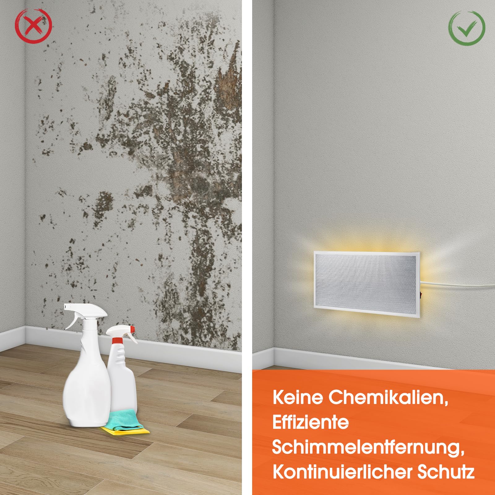 320W, Schimmelentferner Wand, Alternative zum Schimmelspray Antischimmelspray, Dauerhaft Schluss mit Schimmel, Anti Schimmel jeden Raum - 820mm*420mm