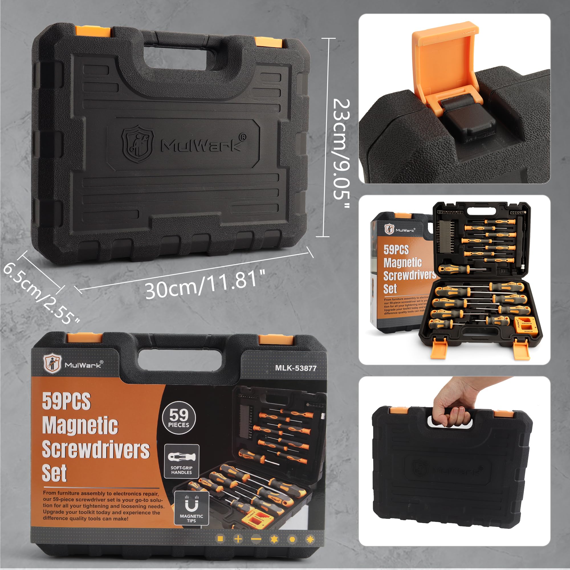 MulWark Magnetic Screwdriver Set with Case, Screw Driver Set Kit