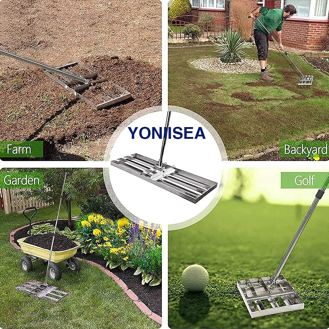 Rastrello Livellatore Per Prato 25x43cm - In Acciaio Per Giardino E Golf - Foto 5