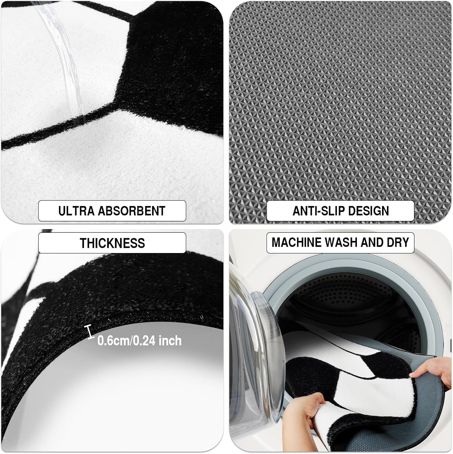 Soccer Rug 31"x31" Round Bathroom Mat, Non Slip Bedroom Sports Carpets for Kids Boys Bedroom Living Room Playroom Decor (Soccer)