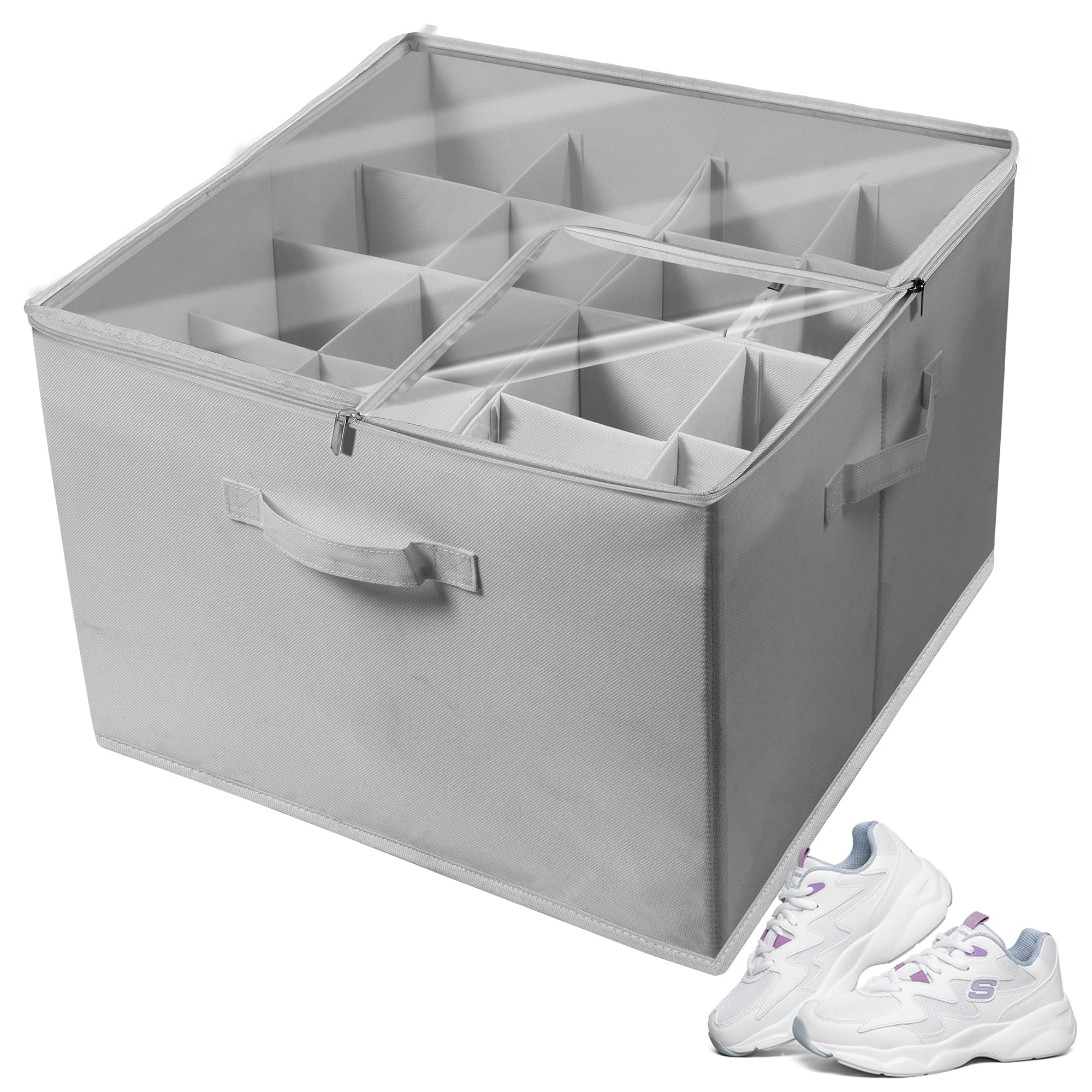 BASVII Porta Scarpe Salvaspazio – Scarpiera Per Armadio Per Riporre Le Scarpe – Porta Scarpe Con Coperchio In PVC E Maniglie Per Una Facile Manutenzione E Mobilità