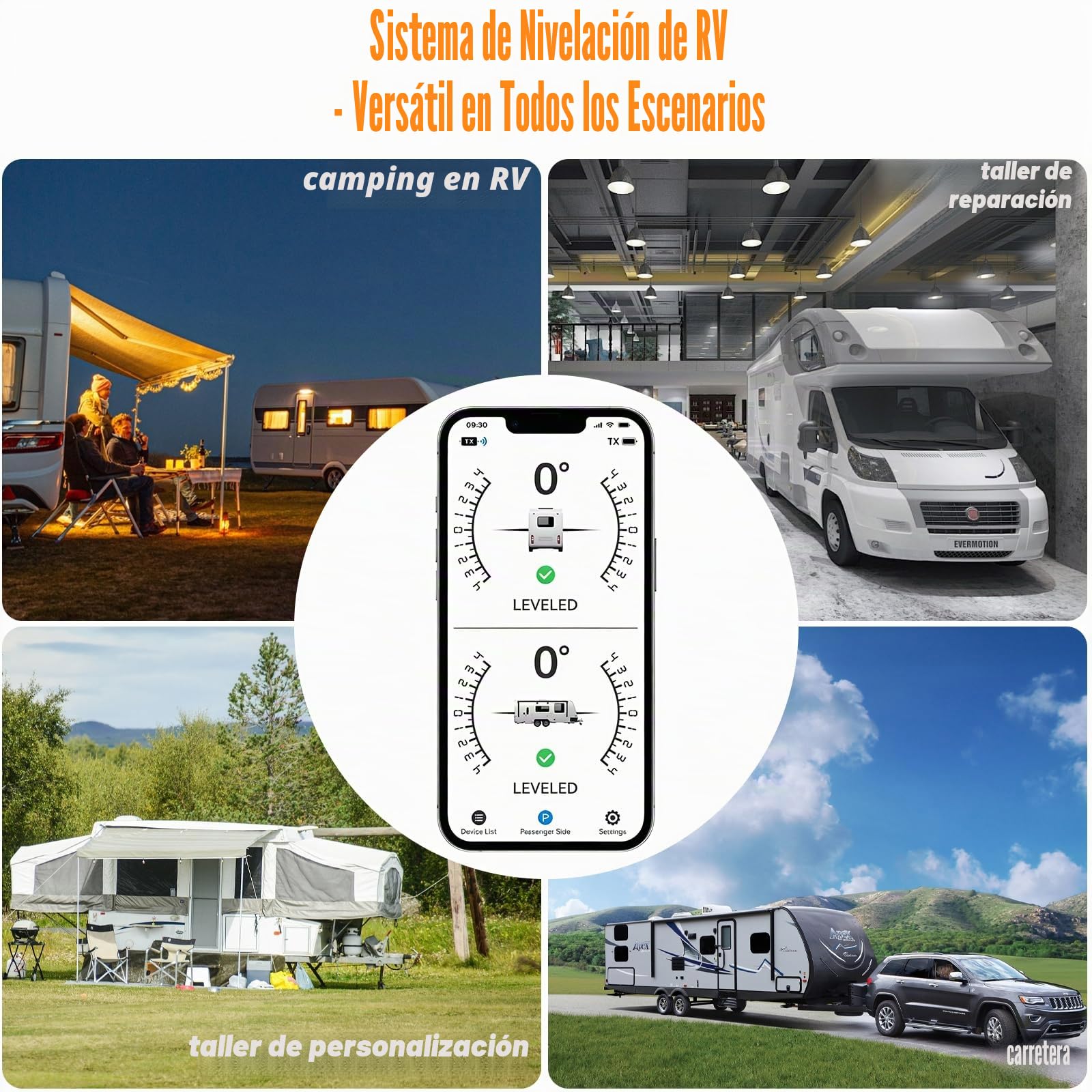 Sistema de nivelación de RV inalámbrico, nivelador Bluetooth para campistas, indicador de nivel automático, accesorios para caravanas, autocaravanas y remolques